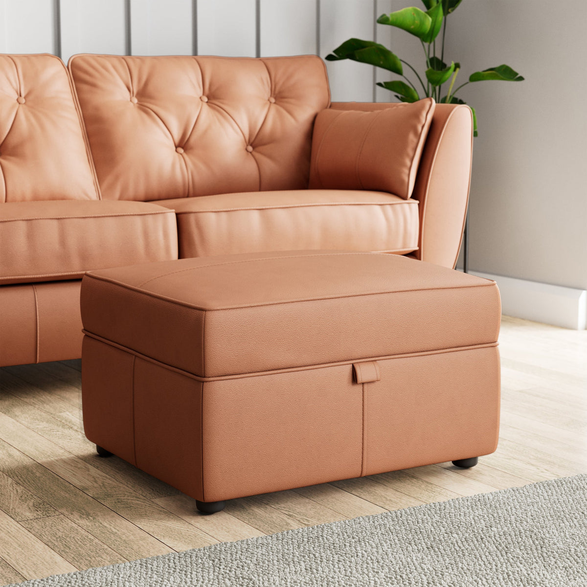 Edison Leather Storage Footstool