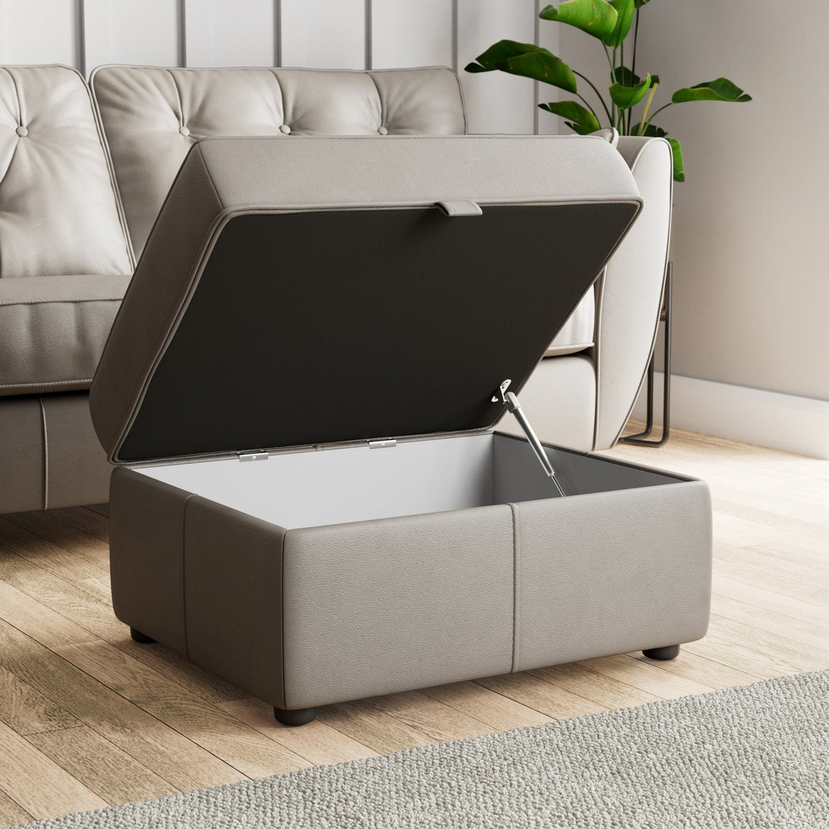 Edison Leather Storage Footstool