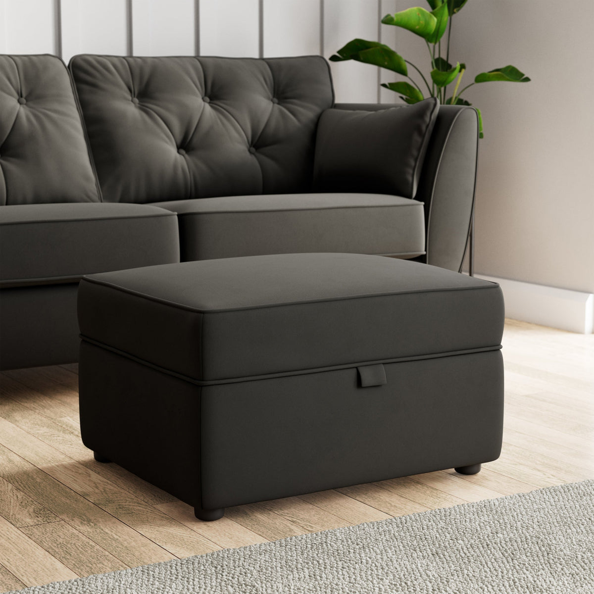 Edison Velvet Storage Footstool