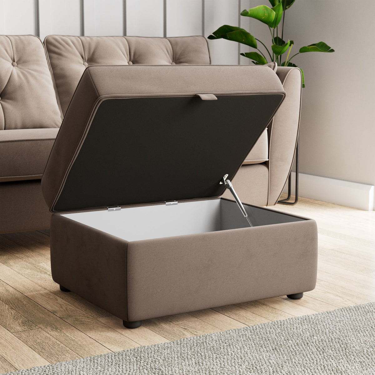 Edison Velvet Storage Footstool