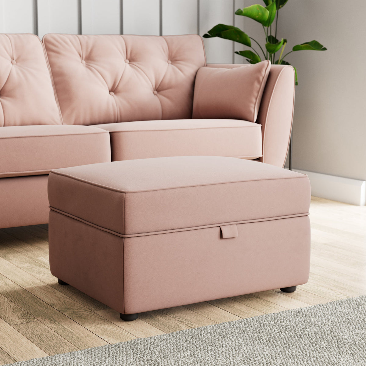 Edison Velvet Storage Footstool