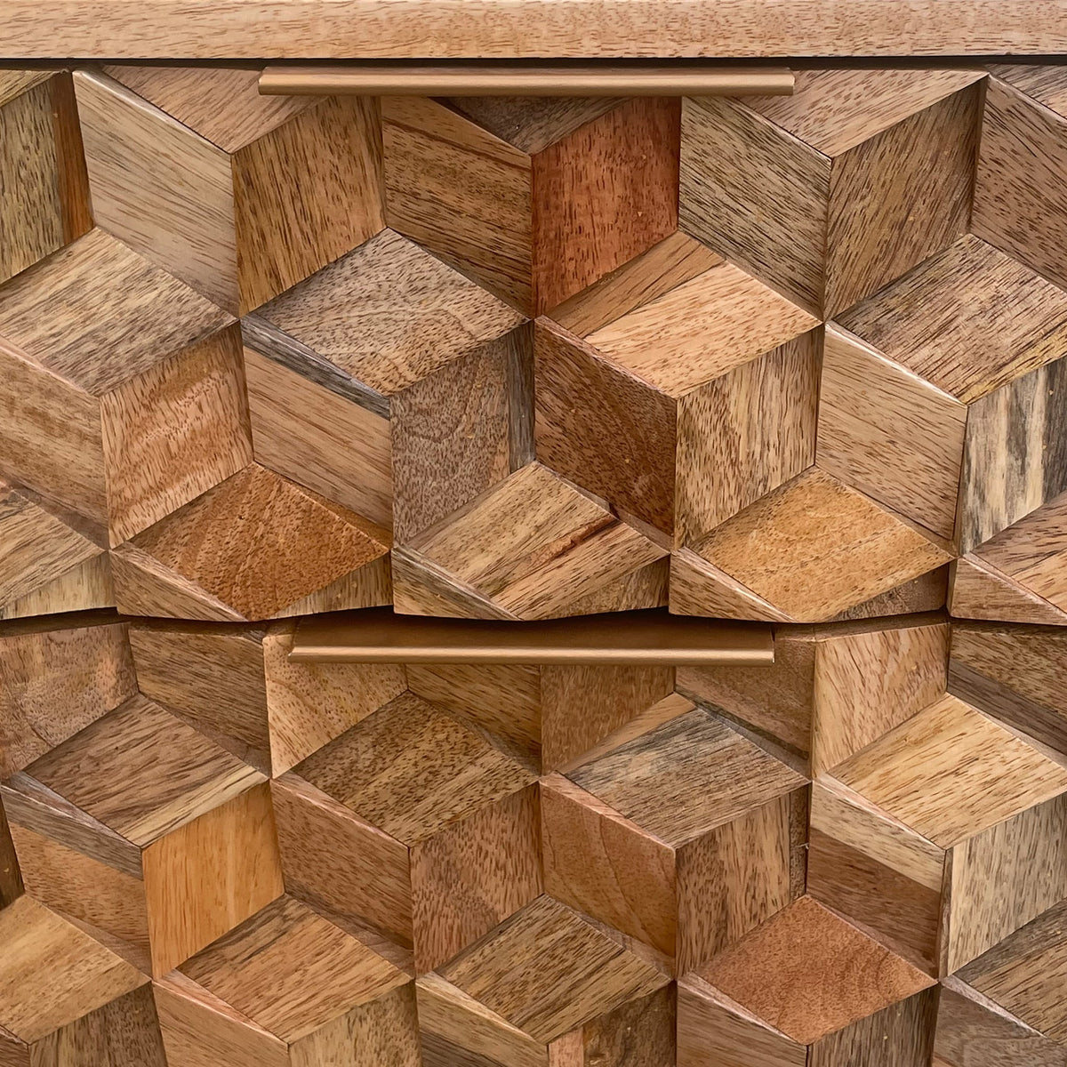 Enzo Geometric Mango Wood 2 Drawer Bedside