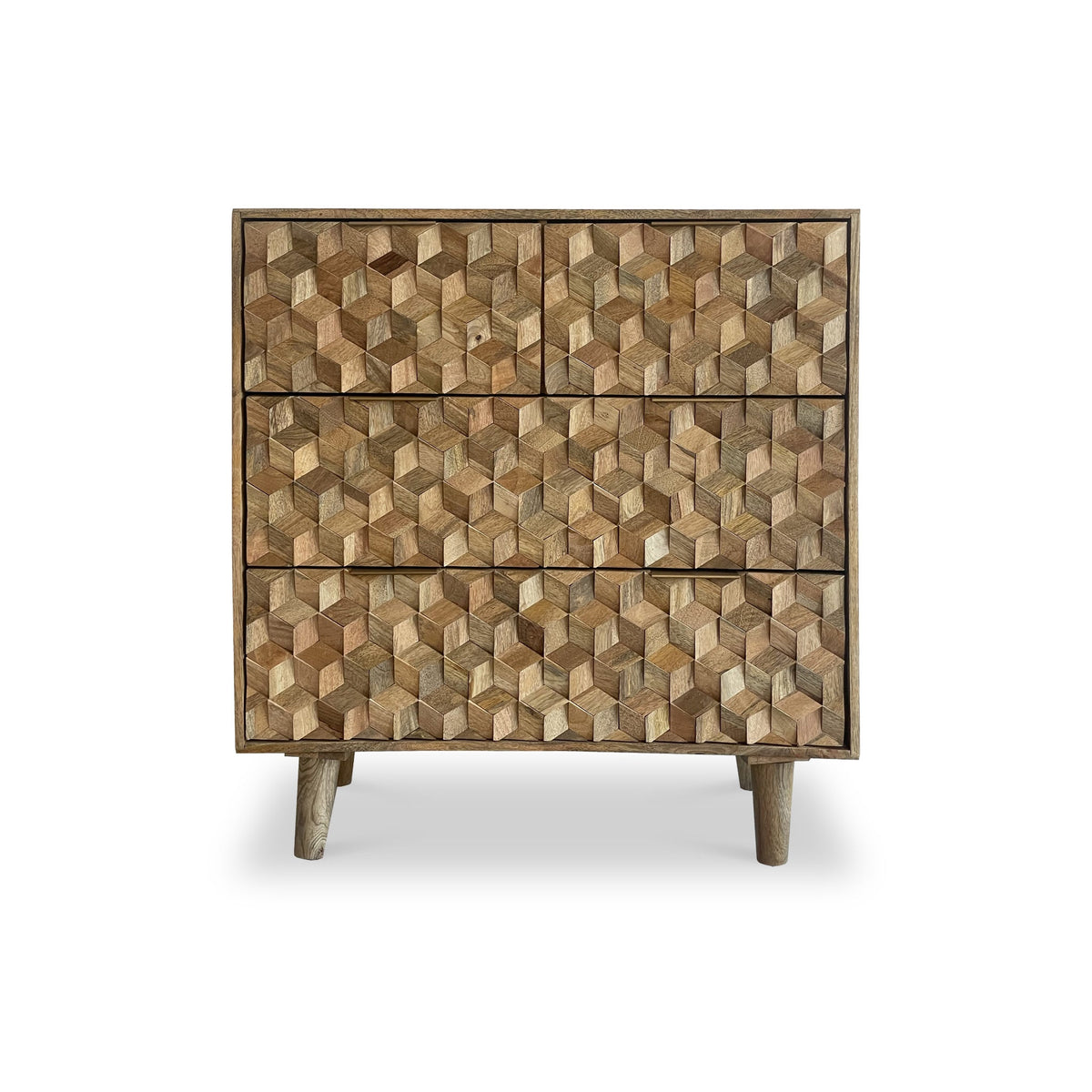 Enzo Geometric Mango Wood 4 Drawer Chest