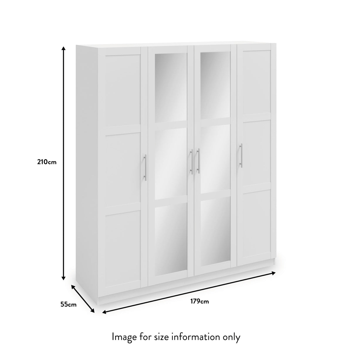 Bithlo White 4 Door Mirrored Wardrobe
