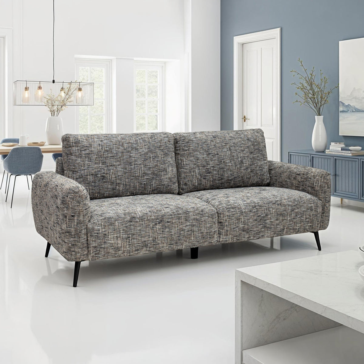 Delphine Multi-tonal Fabric 3 Seater Sofa