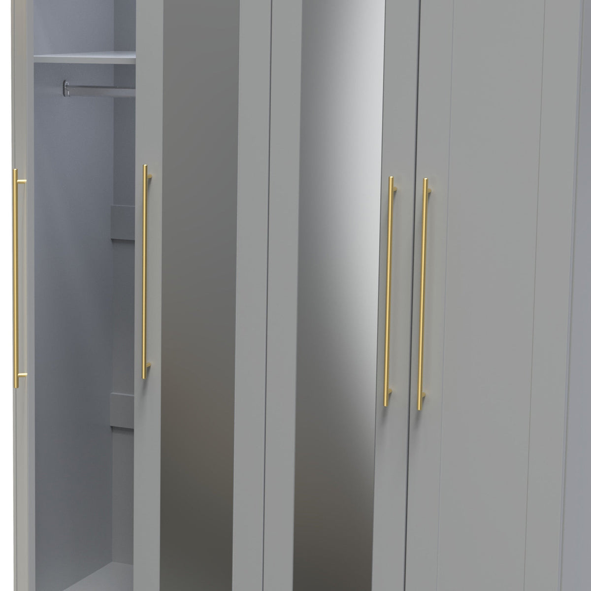 Bramham Grey Tall 4 Door 2 Mirror Wardrobe