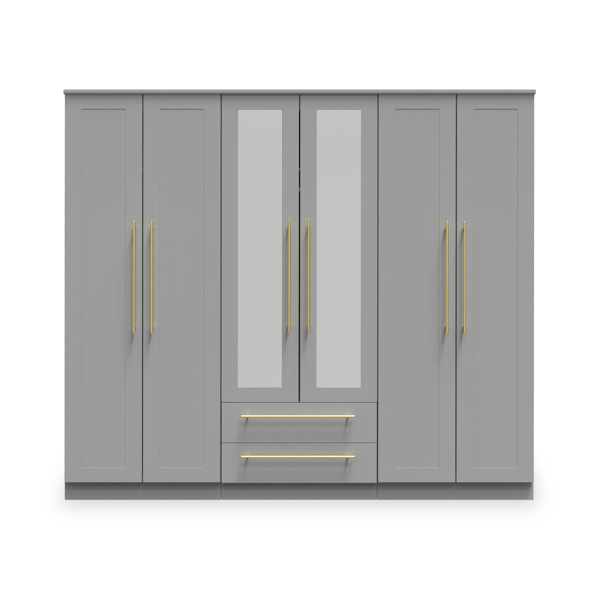 Bramham Grey Tall 6 Door 2 Mirror Wardrobe
