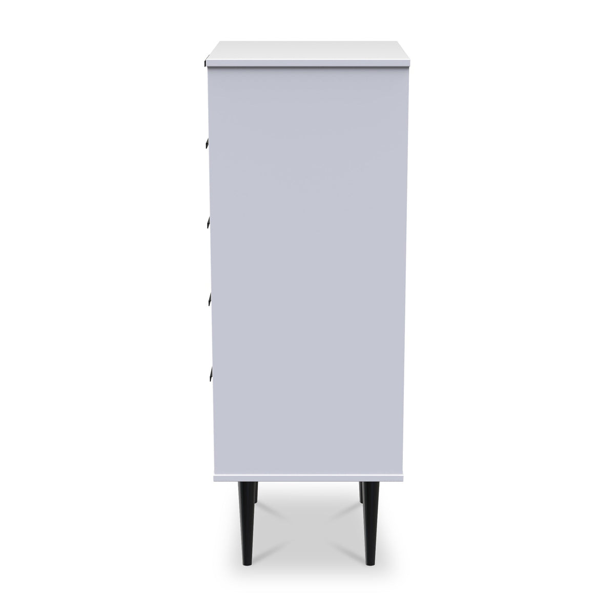 Asher White 5 Drawer Tallboy with Black Legs