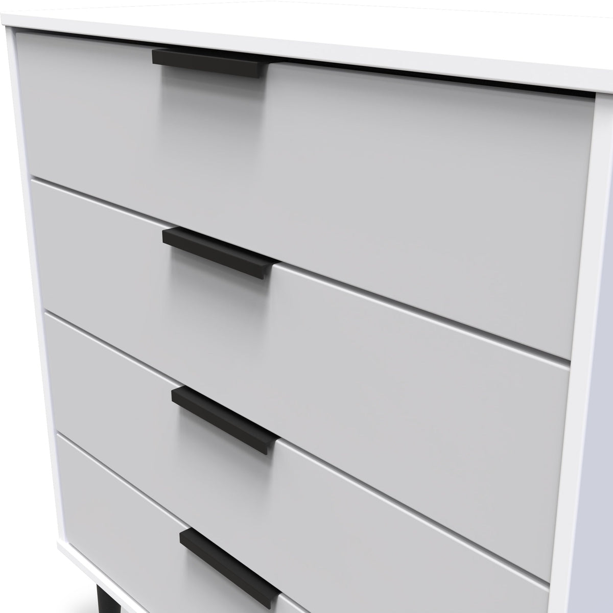 Asher White 4 Drawer Chest with Black Legs