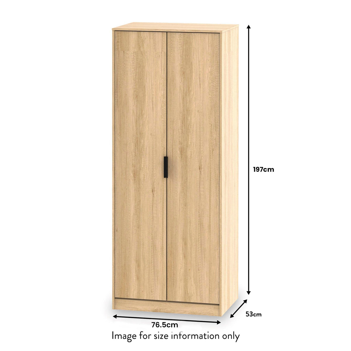 Asher Light Oak 2 Door Double Wardrobe