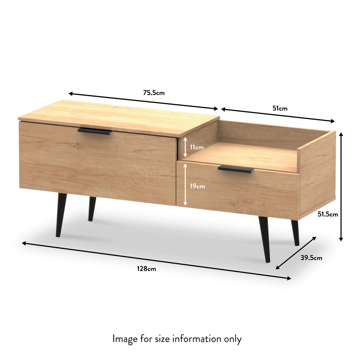 Asher Light Oak TV Console Unit with Black Legs