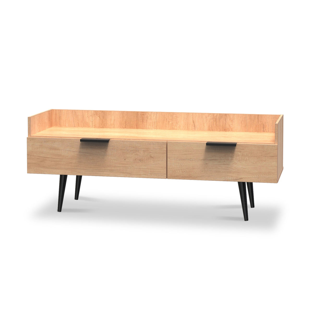 Asher Light Oak Media Console Unit with Black Legs