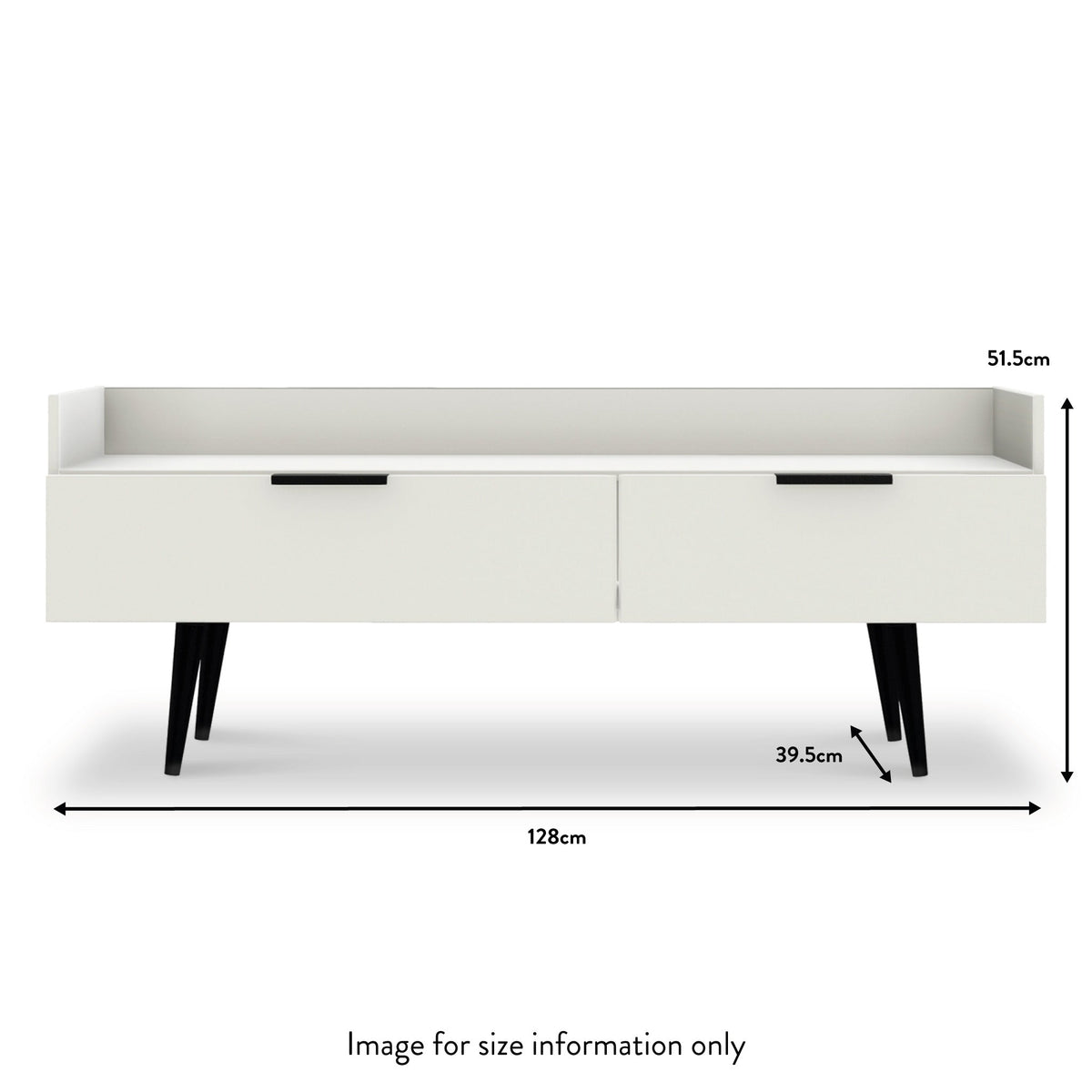 Asher White Media Console Unit with Black Legs