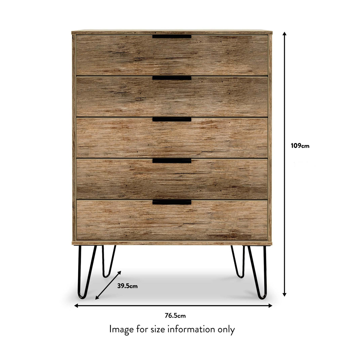 Moreno Rustic Oak 5 Drawer Chest