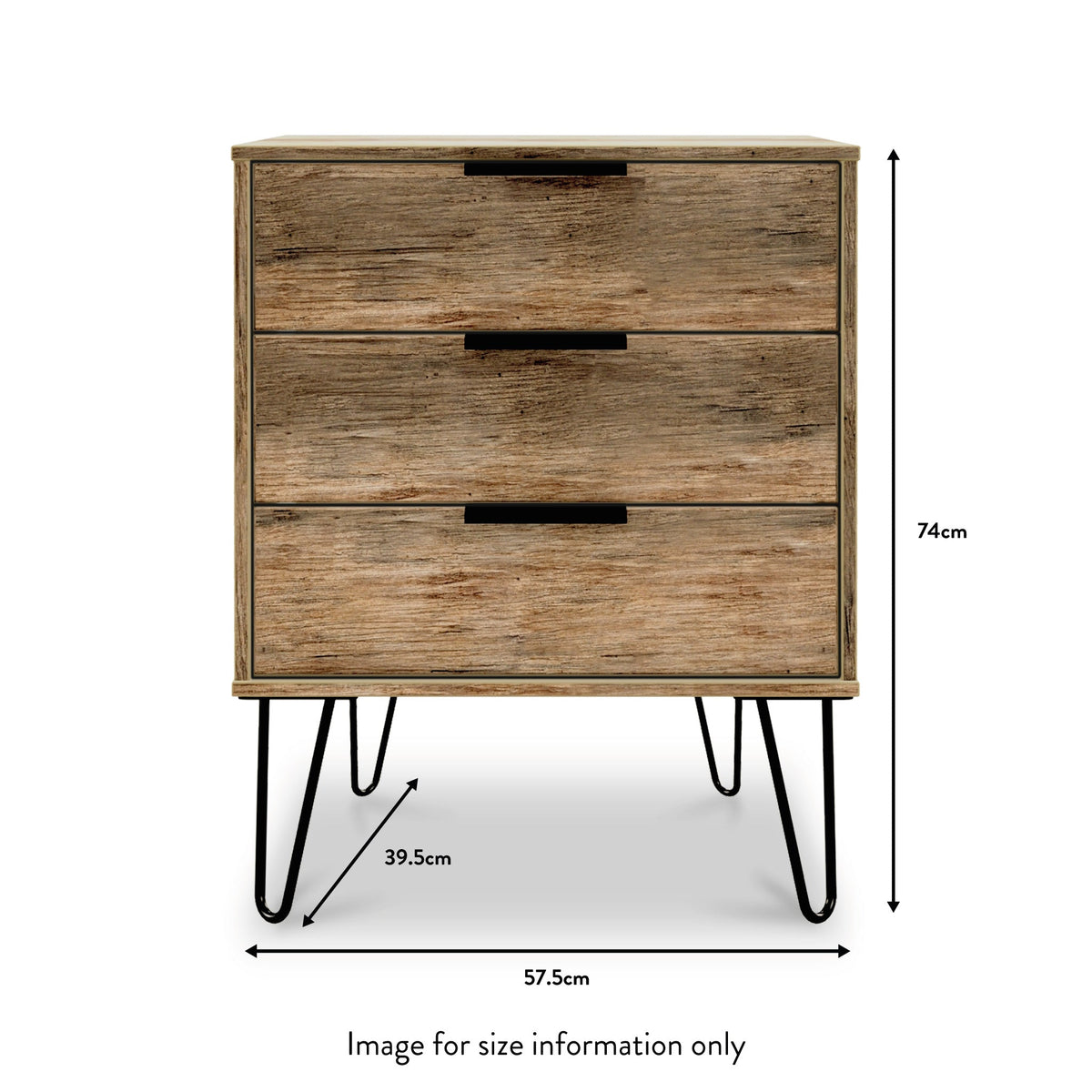 Moreno Rustic Oak 3 Drawer Midi Unit