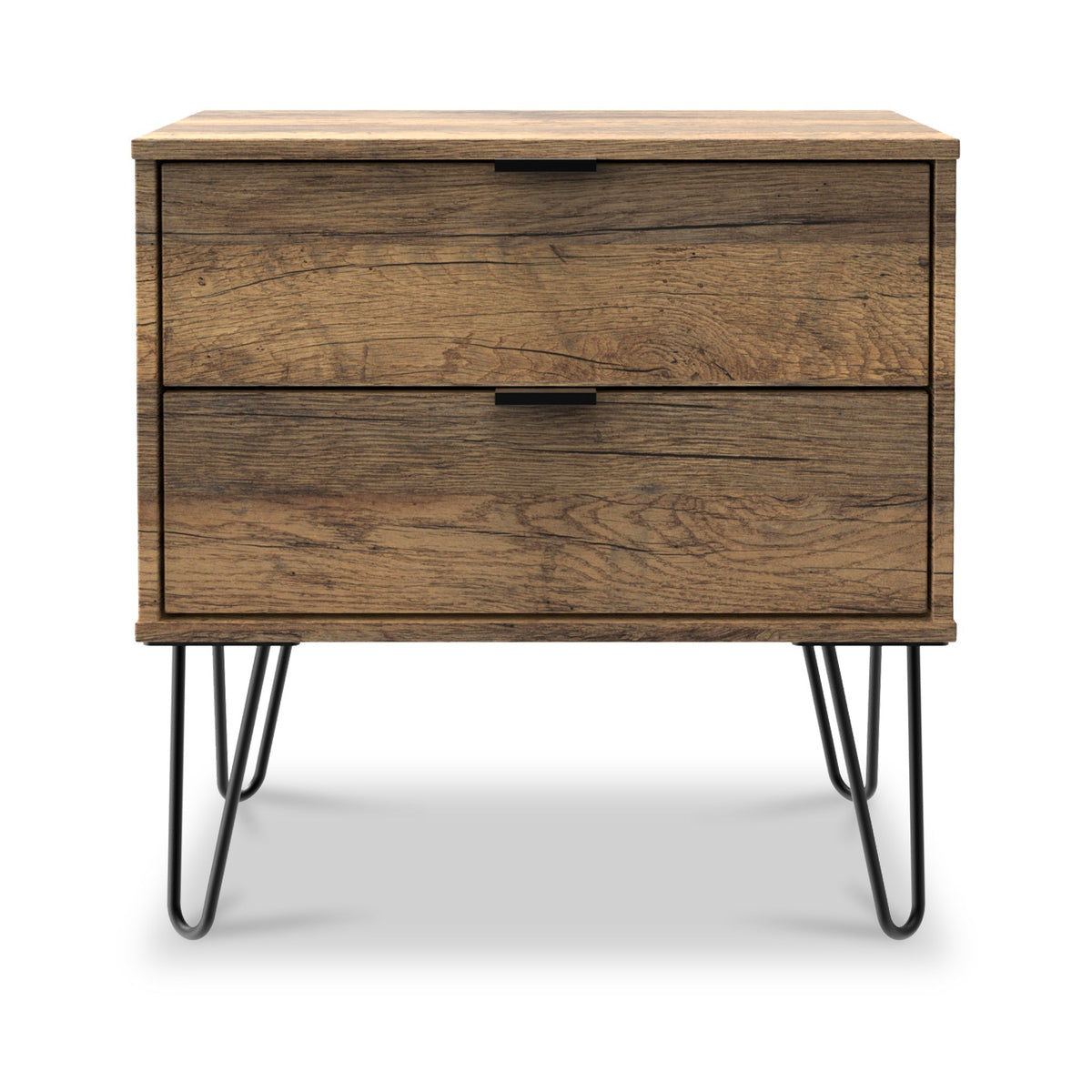 Moreno Rustic Oak 2 Drawer Side Table