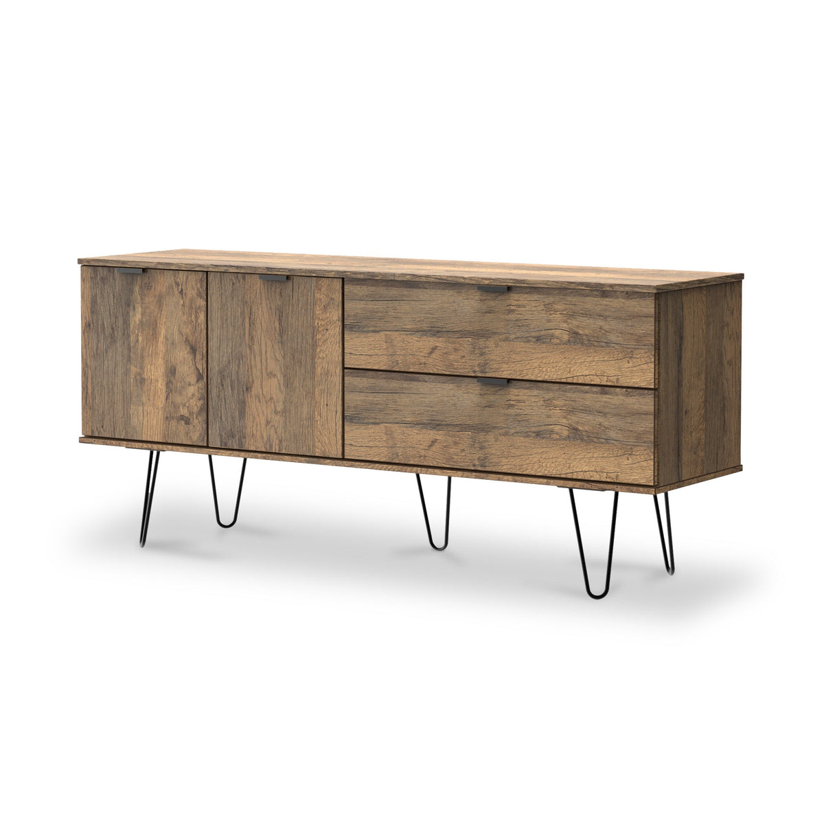 Moreno Rustic Oak 2 Drawer 2 Door Wide Sideboard