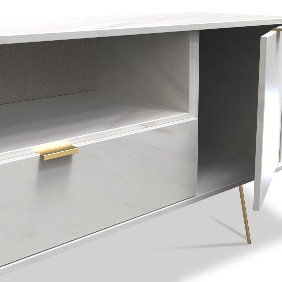 Moreno Marble 2 Door 1 Drawer Wide TV Unit