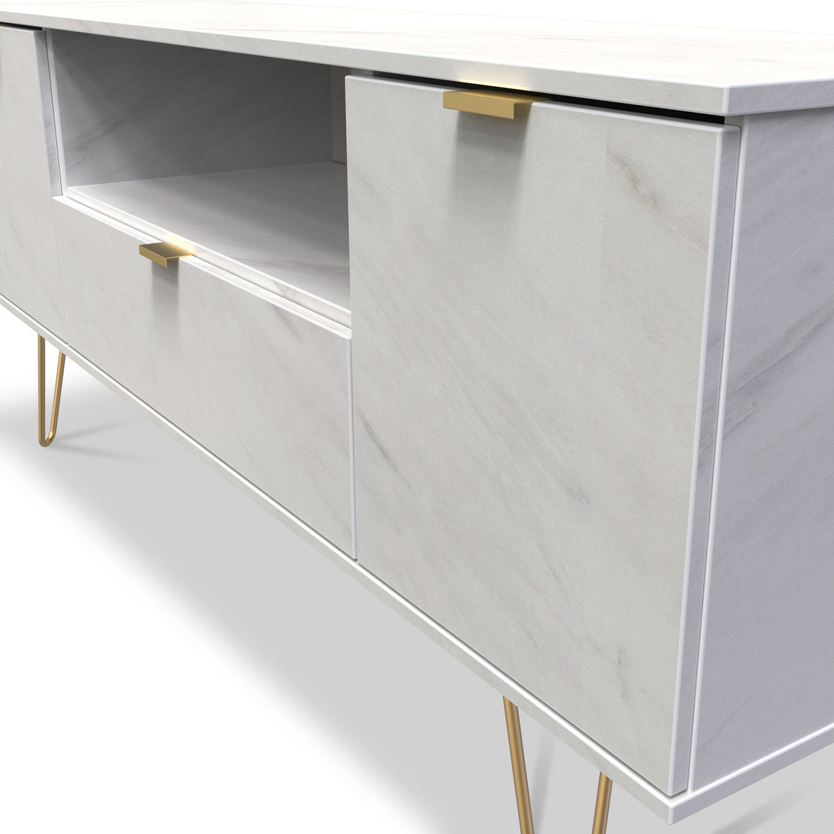 Moreno Marble 2 Door 1 Drawer Wide TV Unit
