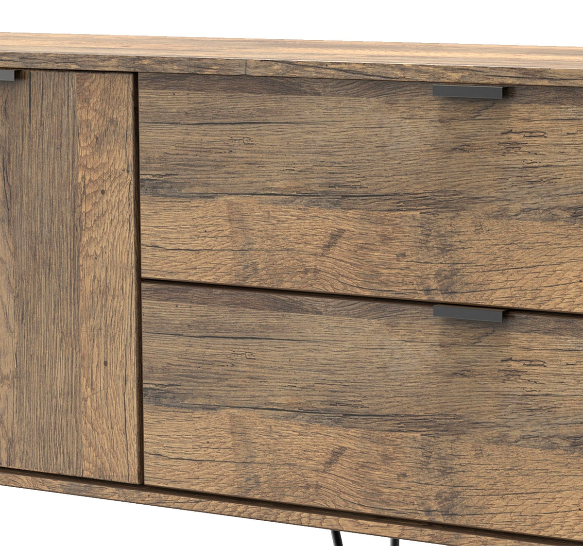 Moreno Rustic Oak 2 Drawer 2 Door Wide Sideboard