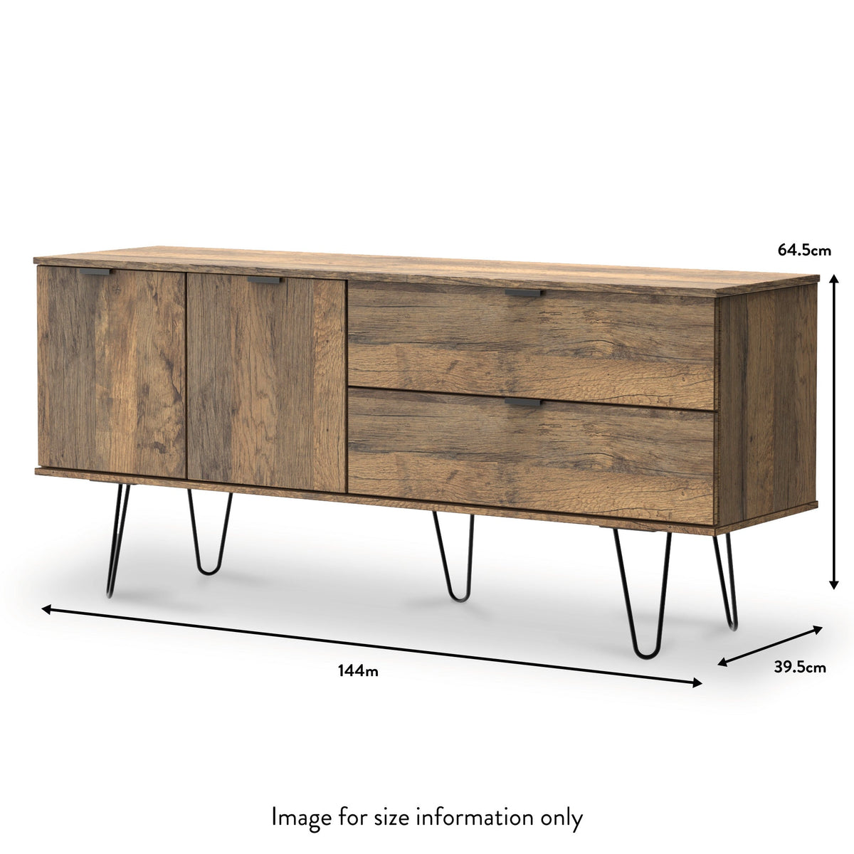 Moreno Rustic Oak 2 Drawer 2 Door Wide Sideboard