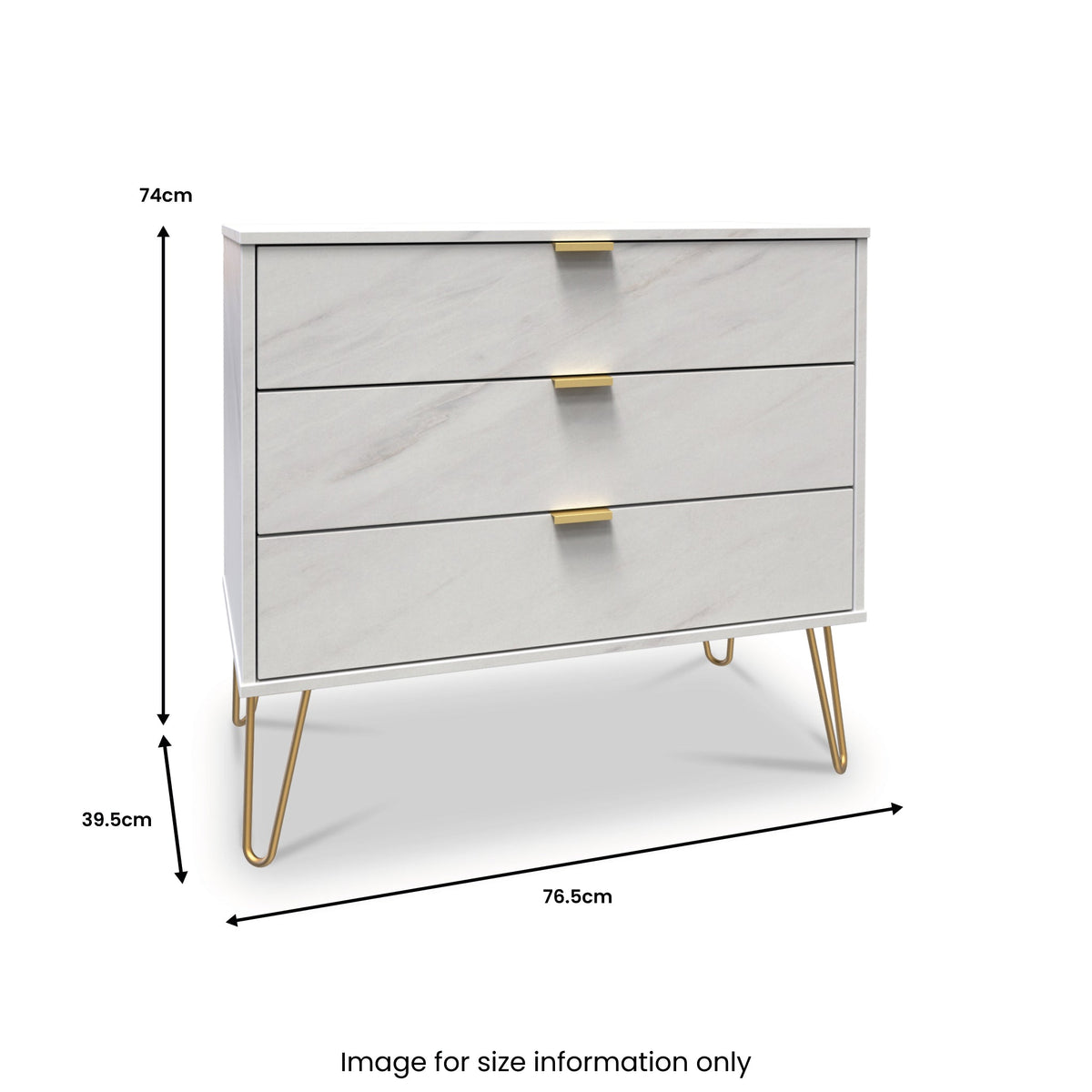 Moreno Marble Effect 3 Drawer Chest