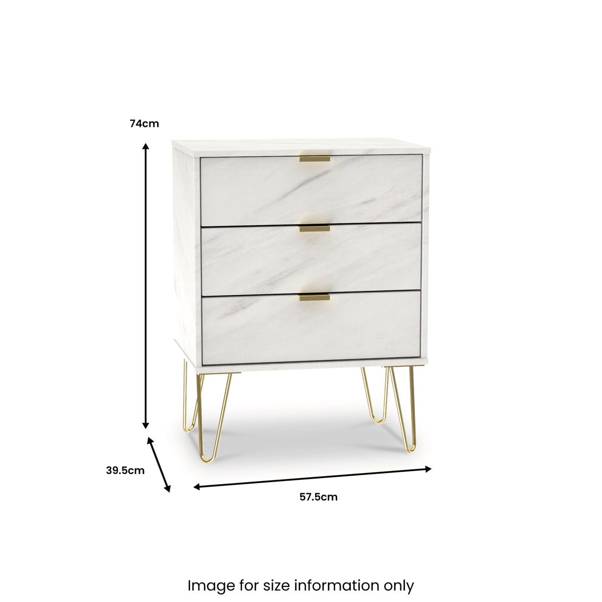 Moreno Marble Effect 3 Drawer Midi Unit