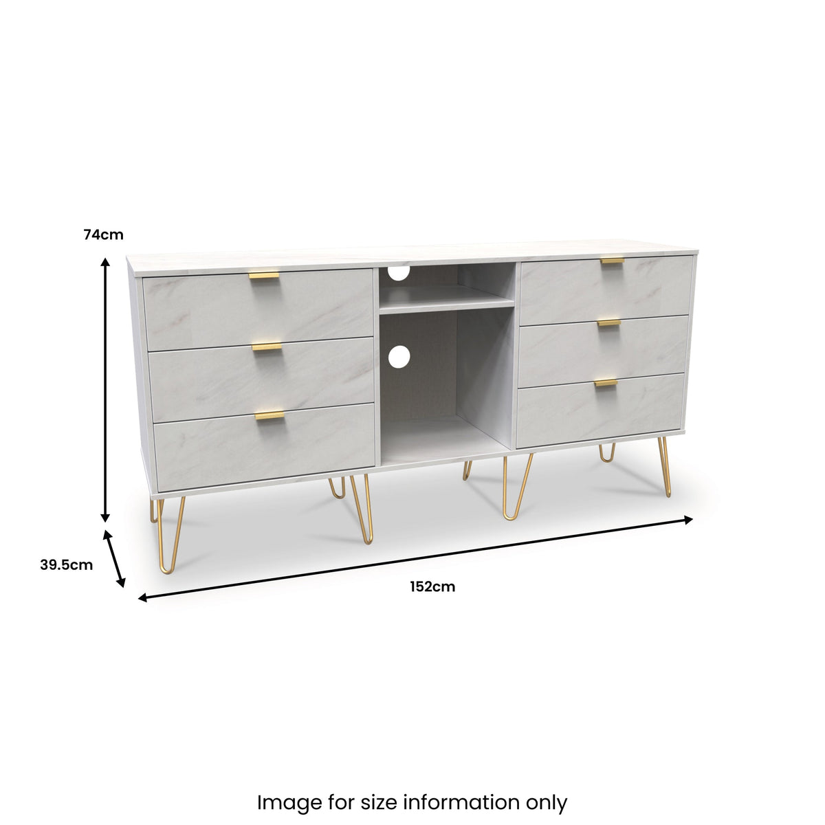 Moreno Marble 6 Drawer Sideboard