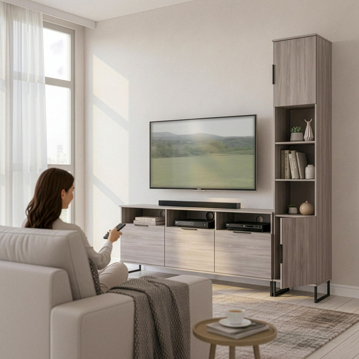 Ashbourne L-Shaped Media Wall TV Unit