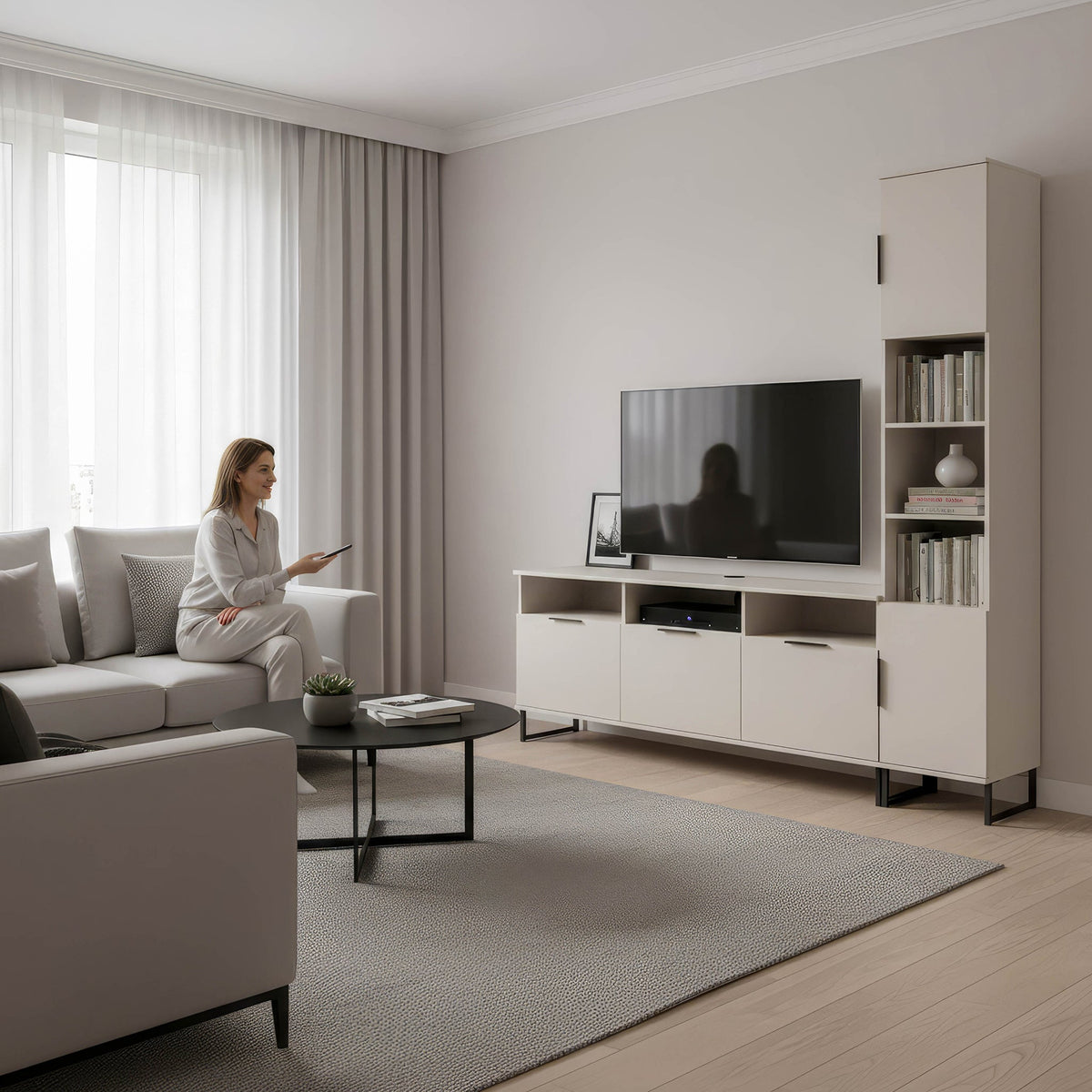 Ashbourne L-Shaped Media Wall TV Unit