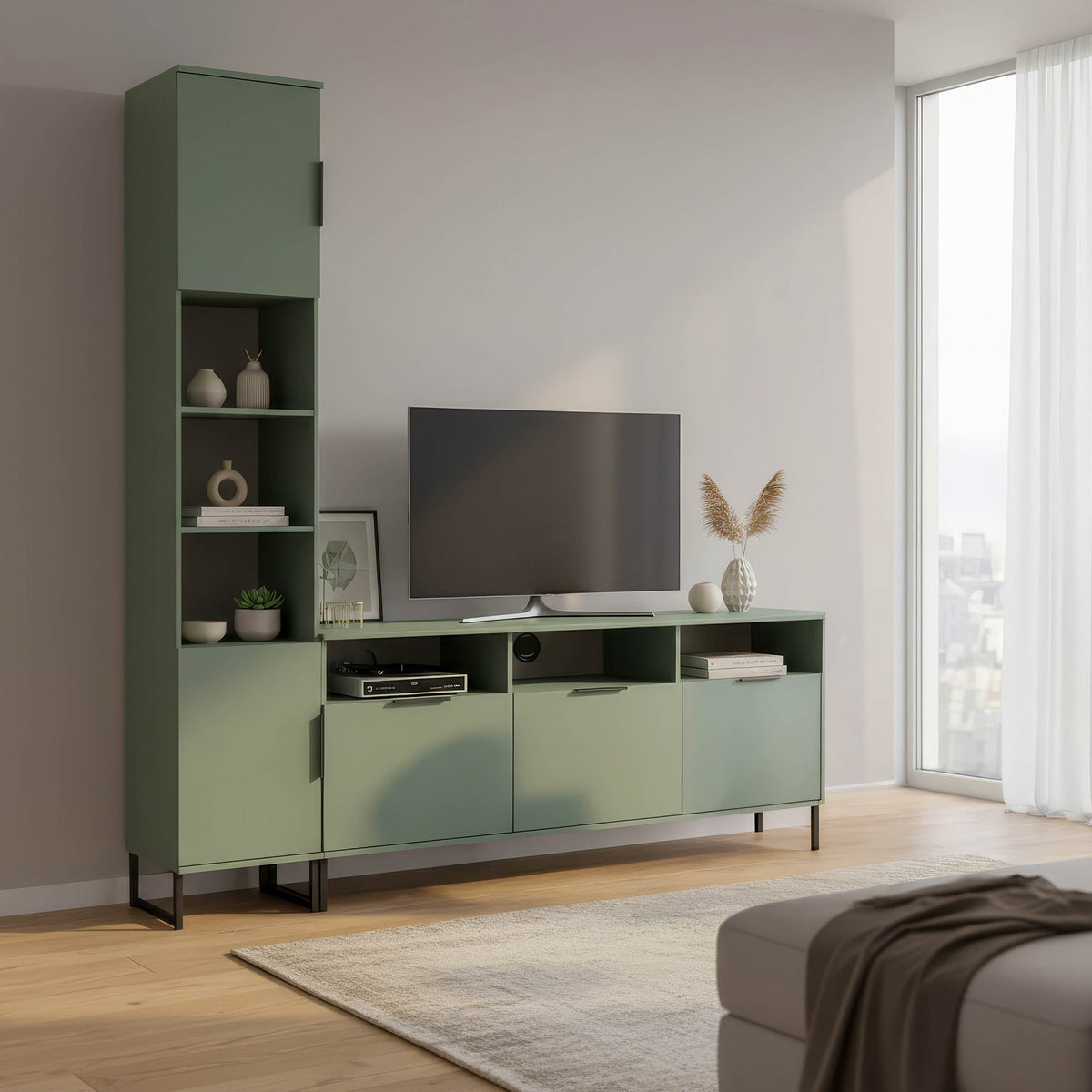 Ashbourne L-Shaped Media Wall TV Unit