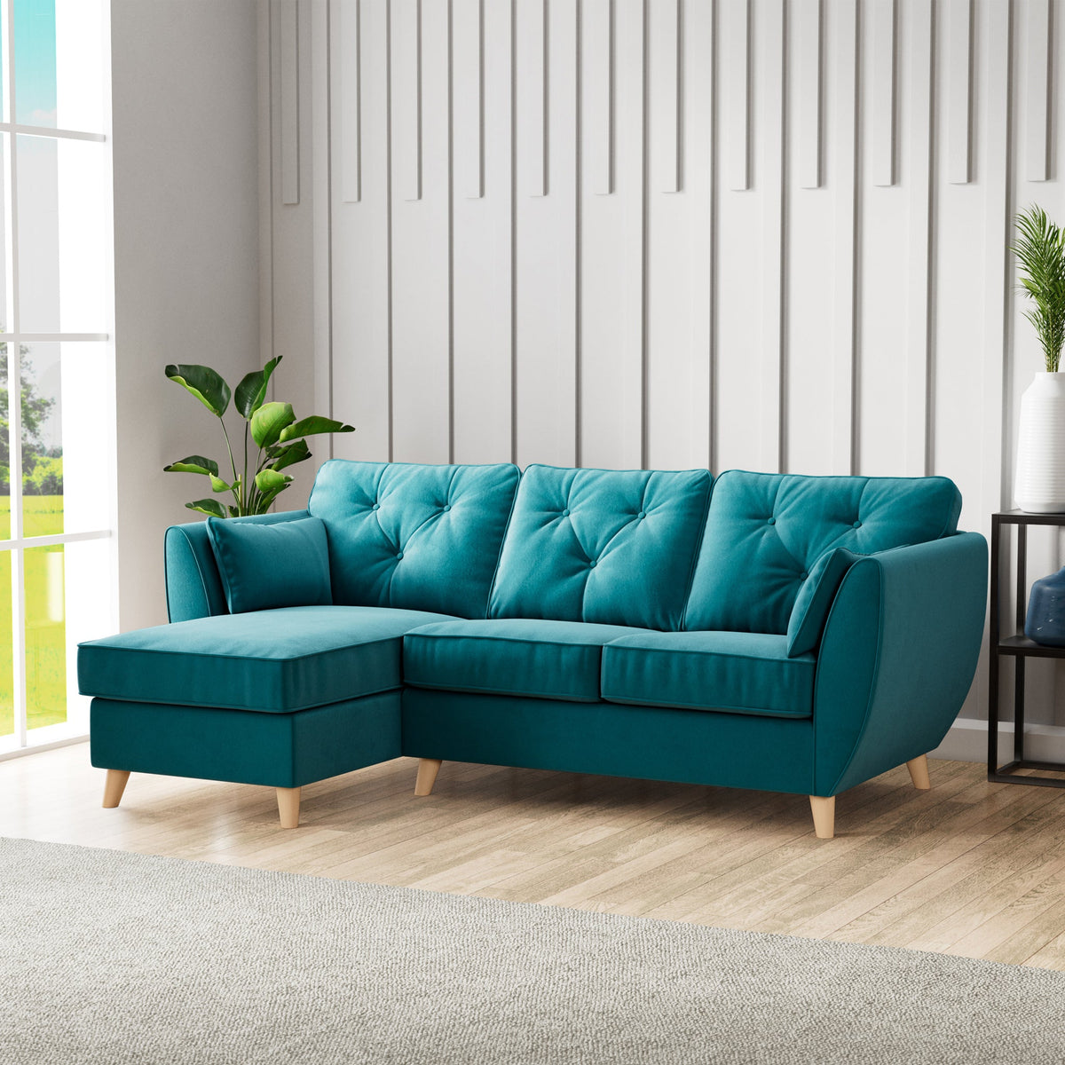 Edison Velvet Chaise Sofa
