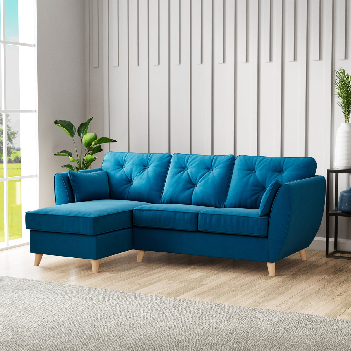 Edison Velvet Chaise Sofa