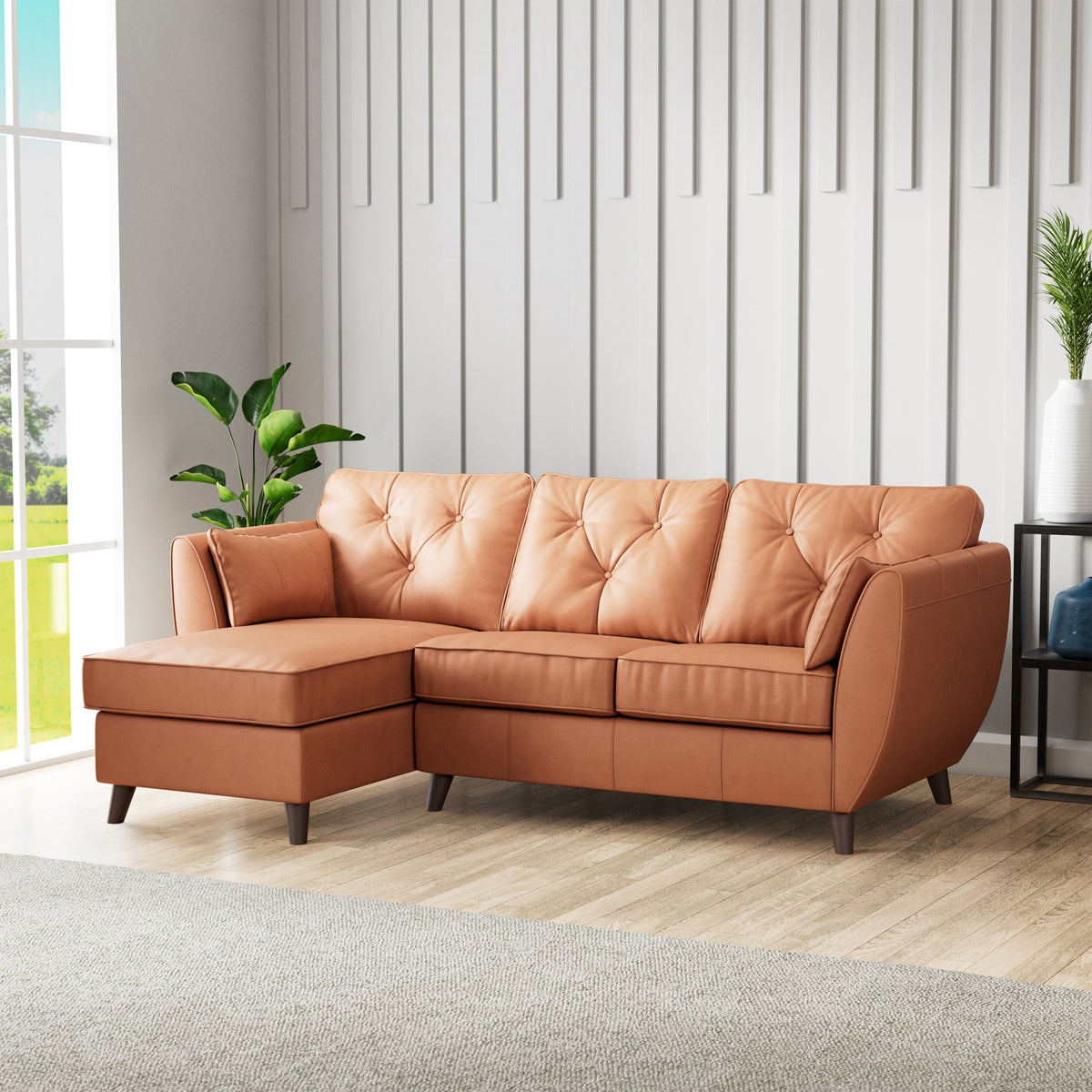 Edison Leather Chaise Sofa