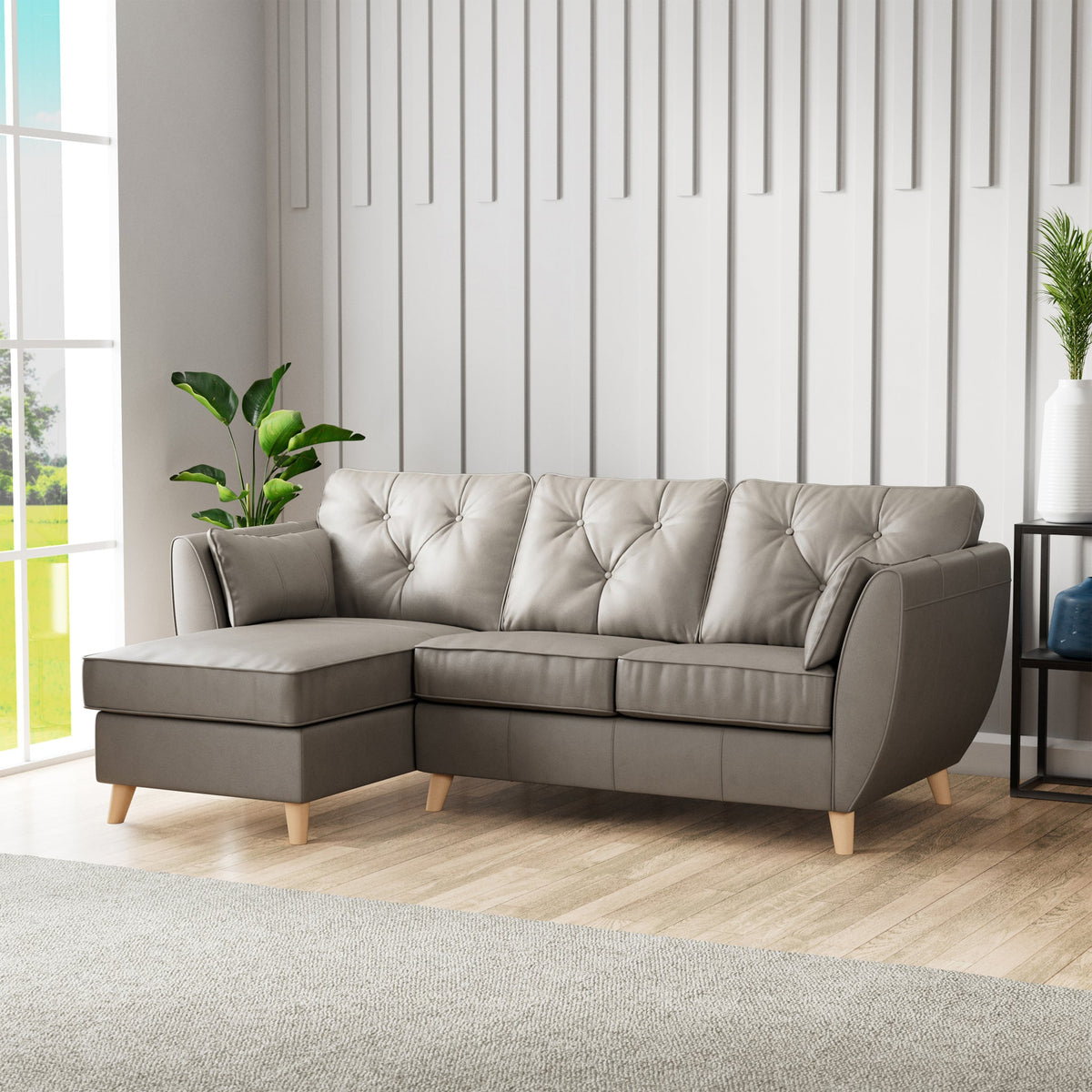 Edison Leather Chaise Sofa
