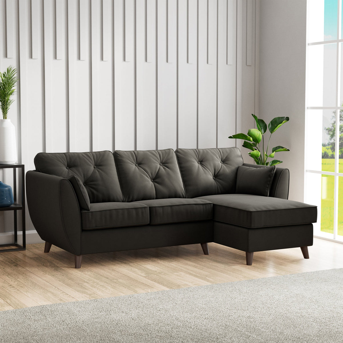 Edison Velvet Chaise Sofa