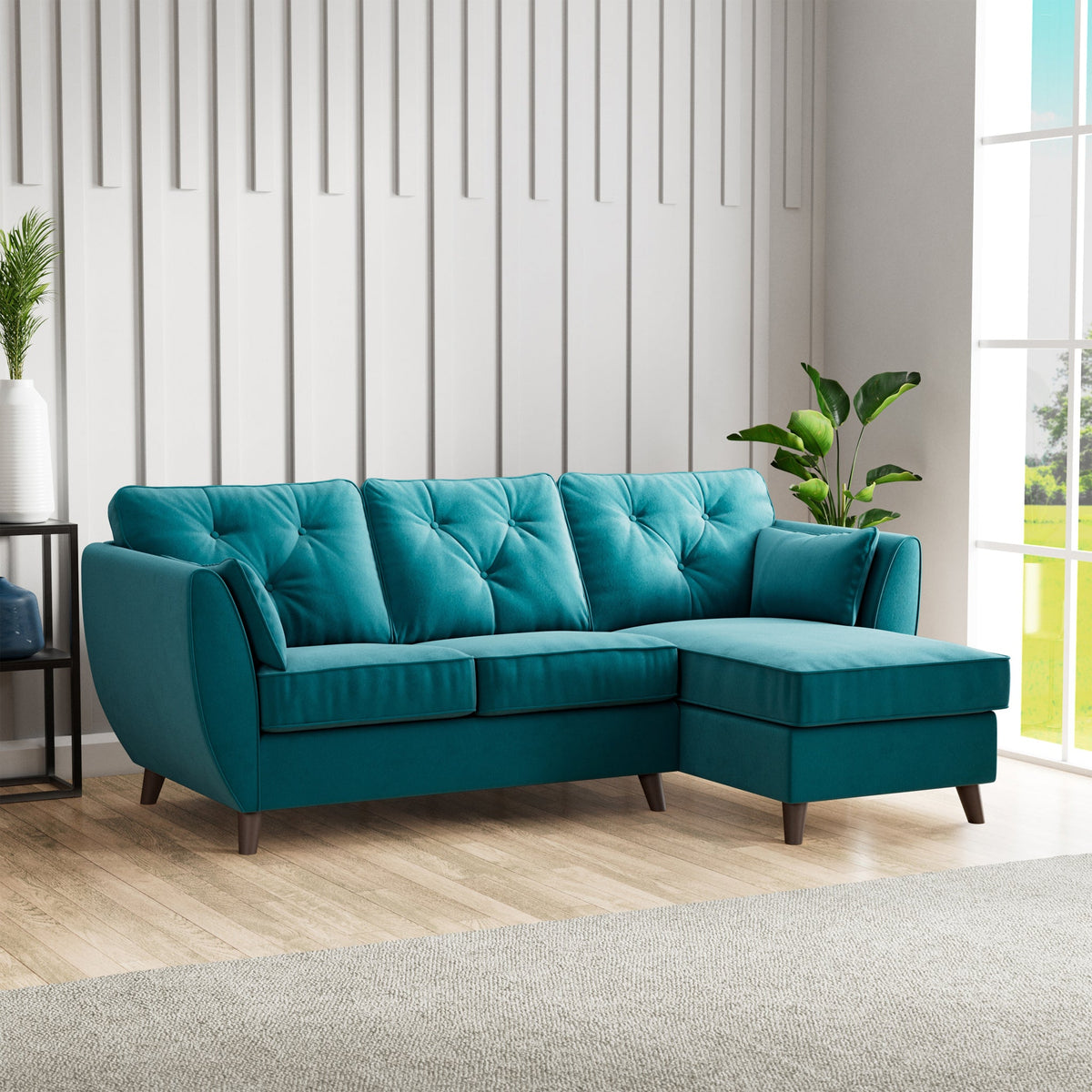 Edison Velvet Chaise Sofa