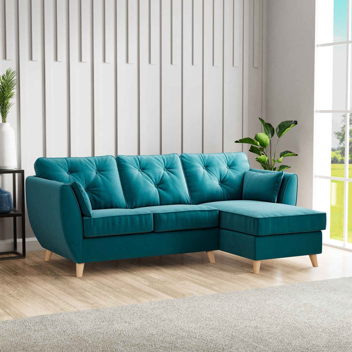Edison Velvet Chaise Sofa