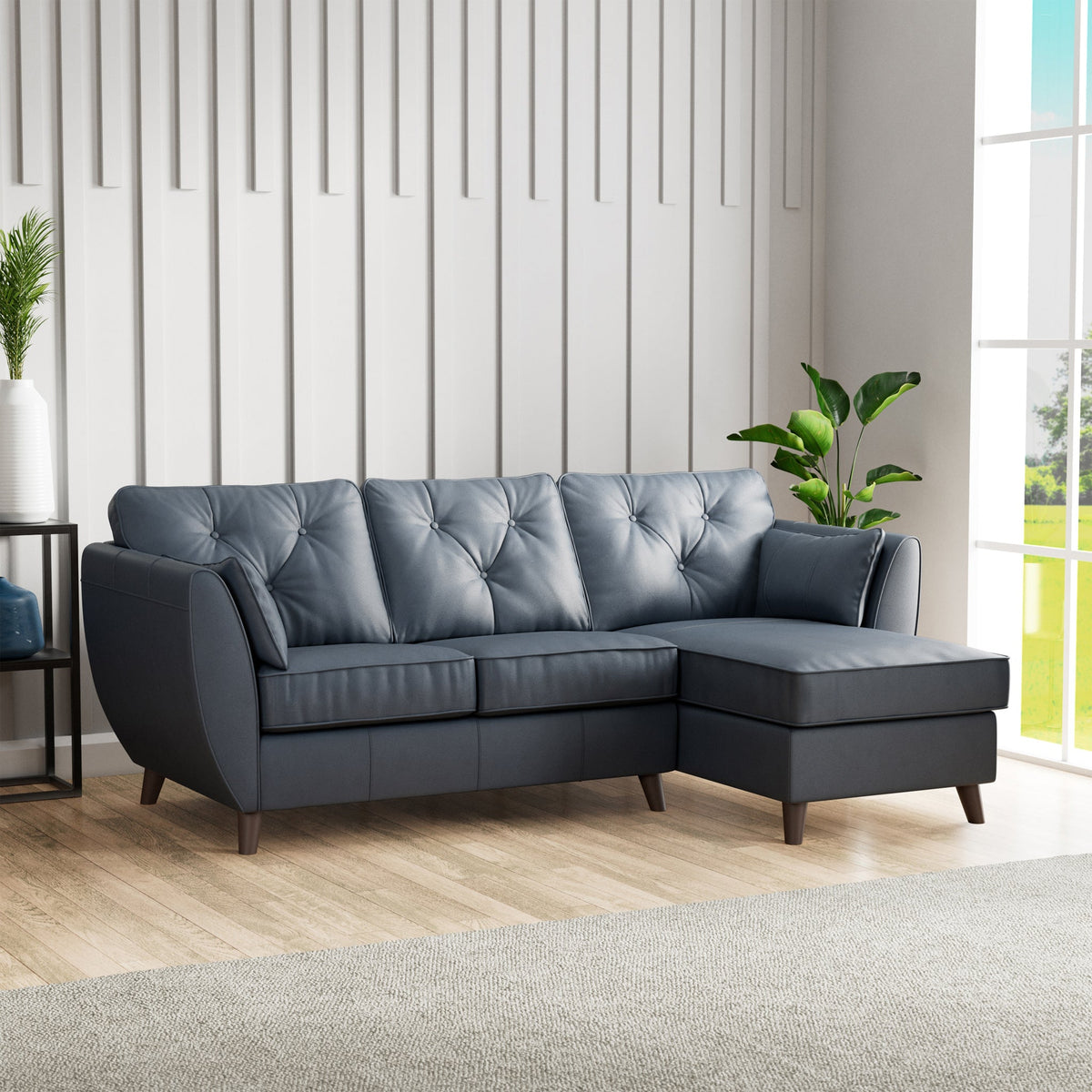 Edison Leather Chaise Sofa