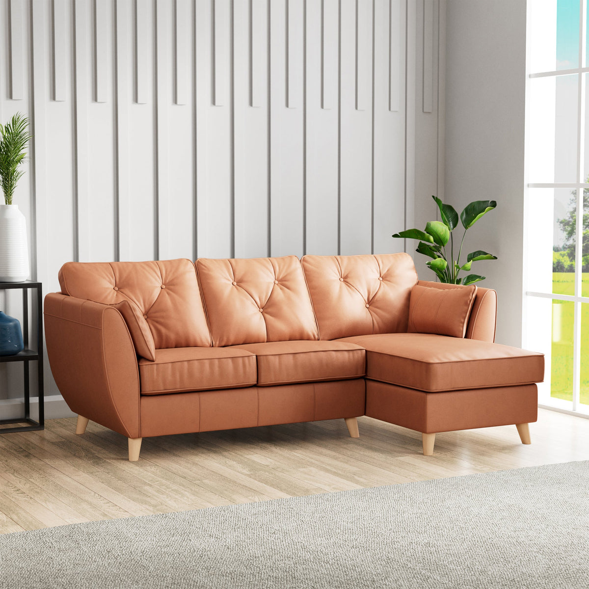 Edison Leather Chaise Sofa