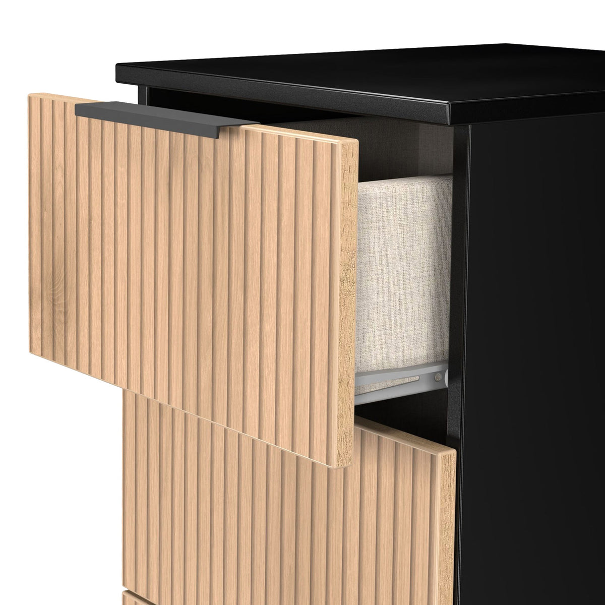 Jago Slatted Effect 4 Drawer Bedside Table