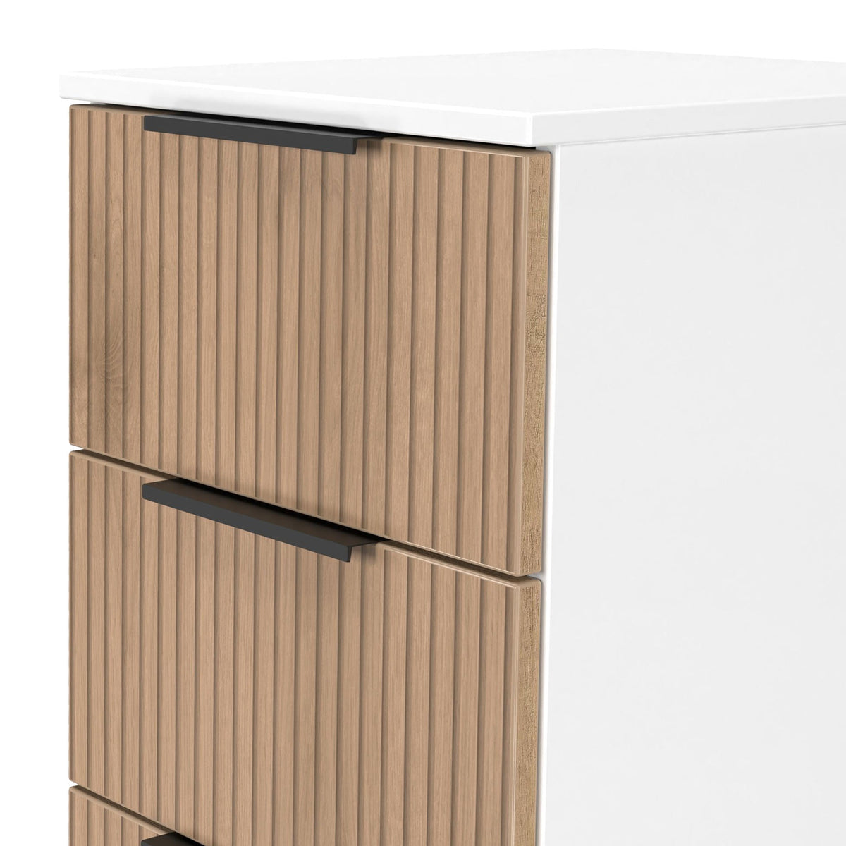 Jago Slatted Effect 4 Drawer Bedside Table