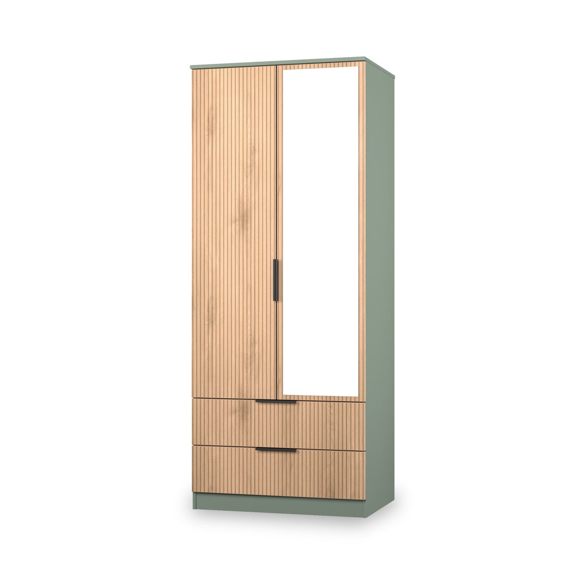 Jago Slatted Effect 2 Door 2 Drawer Mirrored Wardrobe