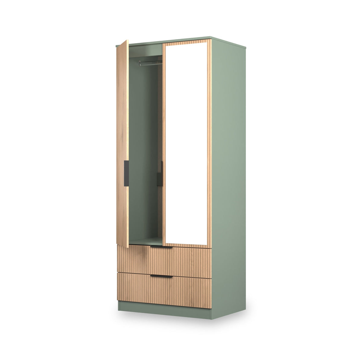 Jago Slatted Effect 2 Door 2 Drawer Mirrored Wardrobe