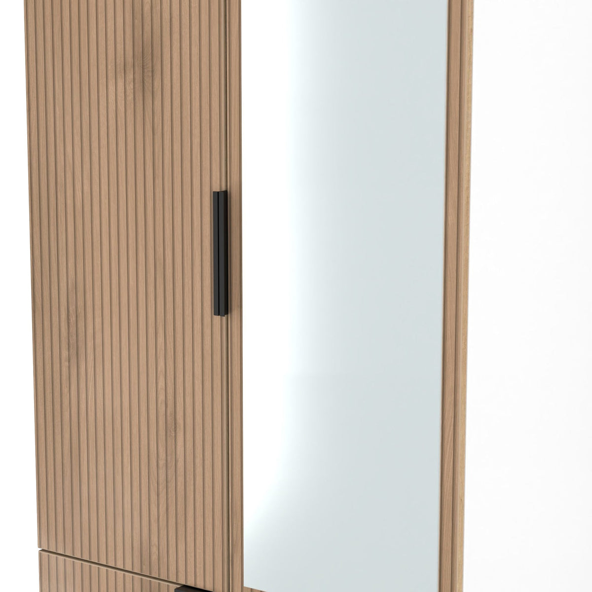 Jago Slatted Effect 2 Door 2 Drawer Mirrored Wardrobe