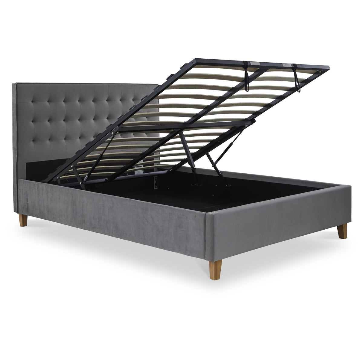 Kia Velvet Ottoman Storage Bed Frame