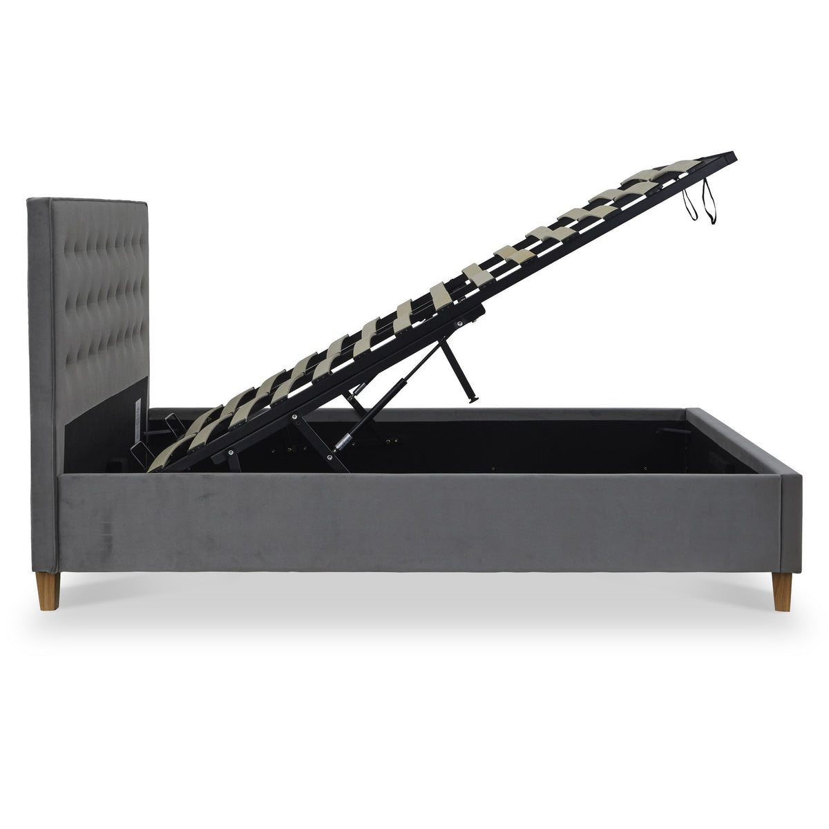 Kia Velvet Ottoman Storage Bed Frame