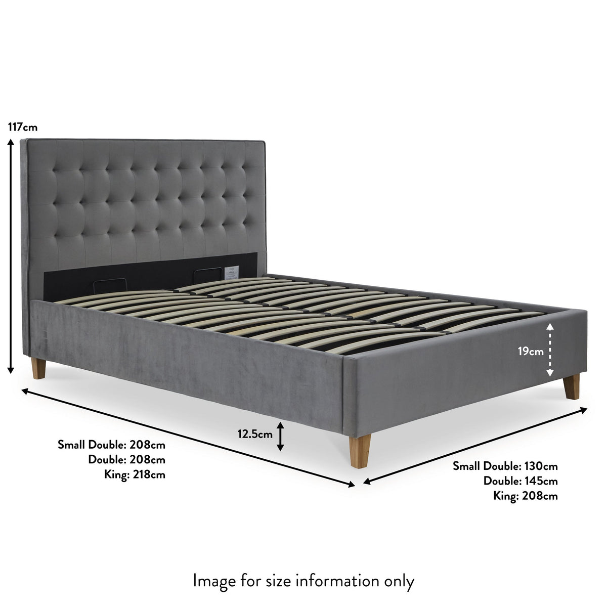 Kia Velvet Ottoman Storage Bed Frame