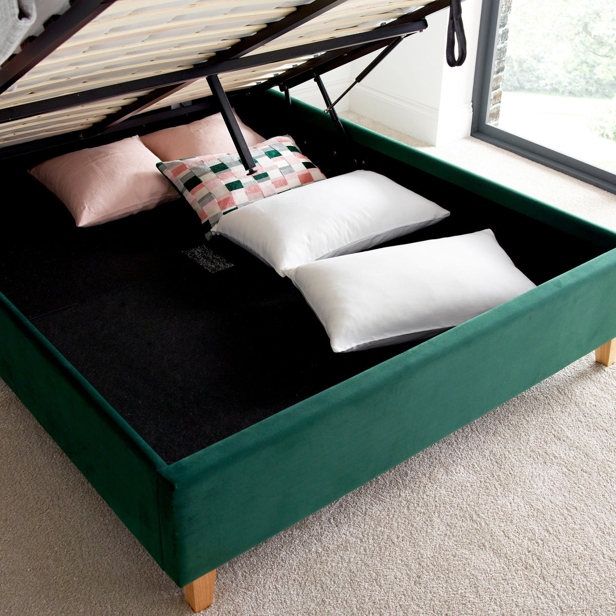 Kia Velvet Ottoman Bed