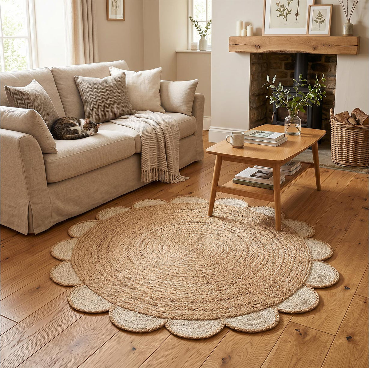 Chesney Jute Scalloped Edge Circle Rug